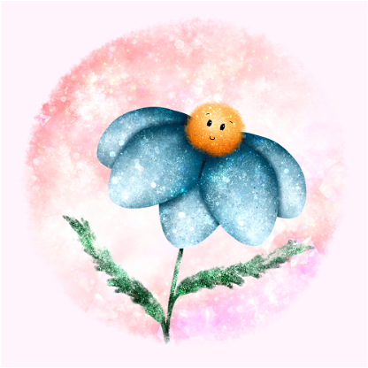 Blue Smiley Flower