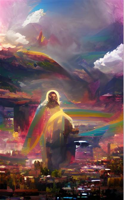 Rainbow Jesus Watching Us