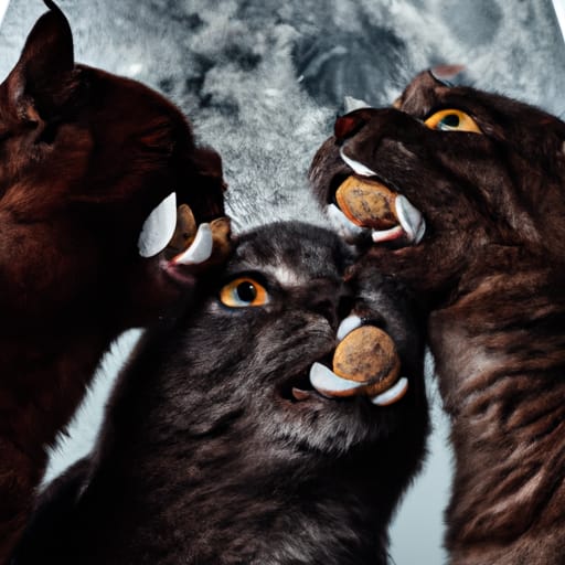 An image of Cats eating rocks on the moon