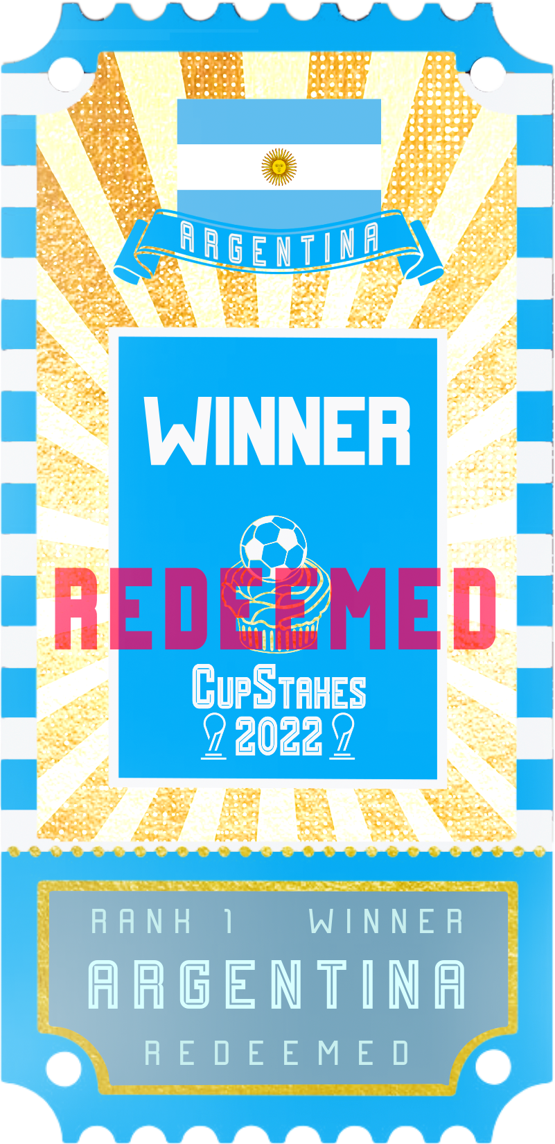 REDEEMED Argentina 2022 CupStake NFT on Algorand