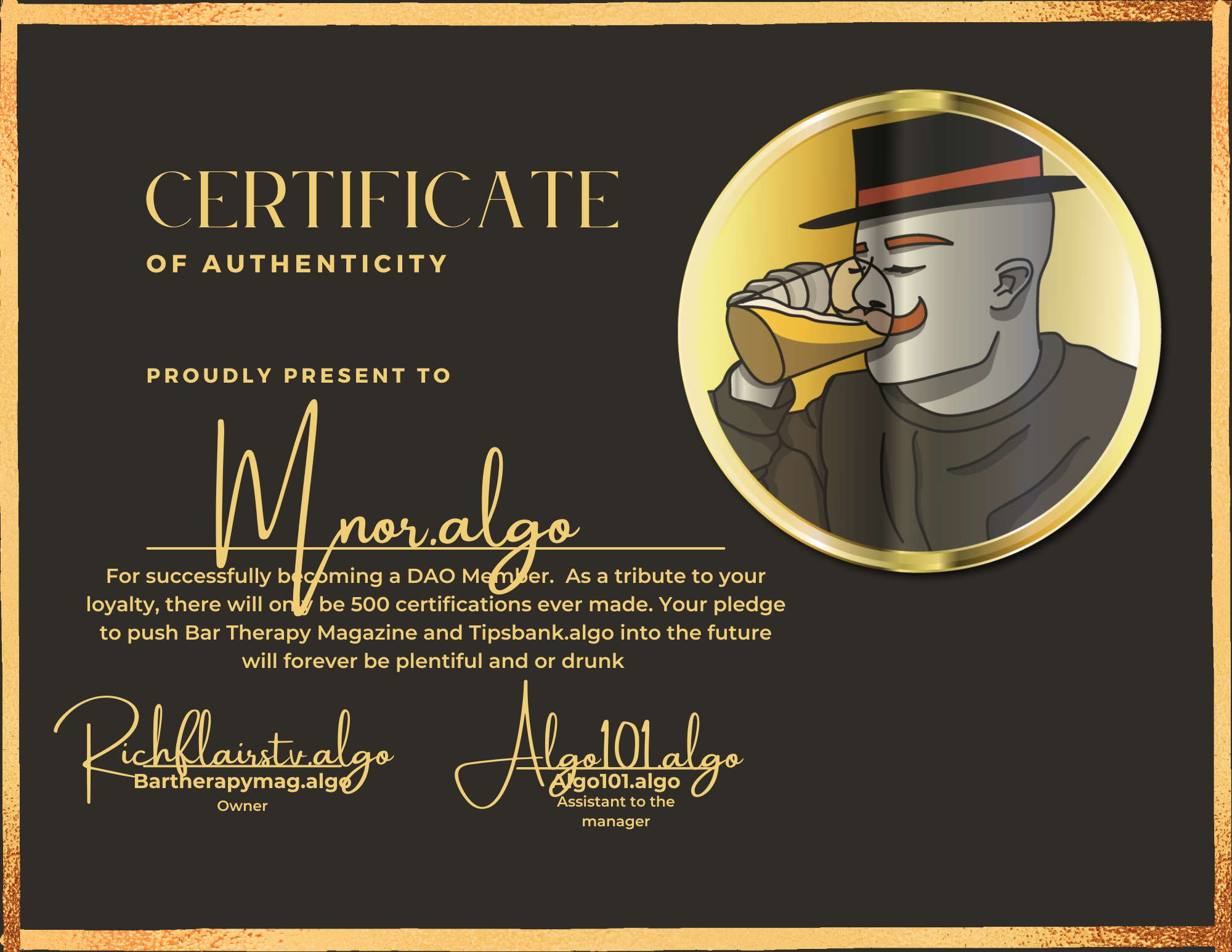 DAO Bar Member NFT on Algorand