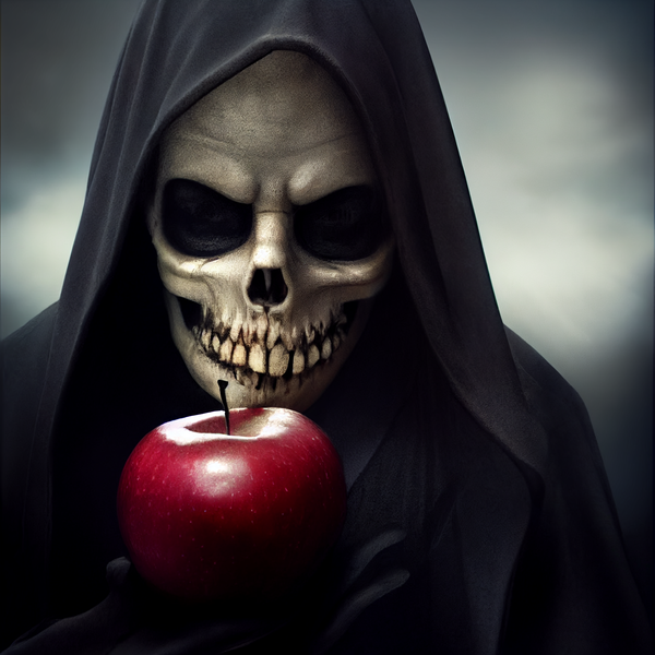 An image of Grim Reaper Holding an Apple