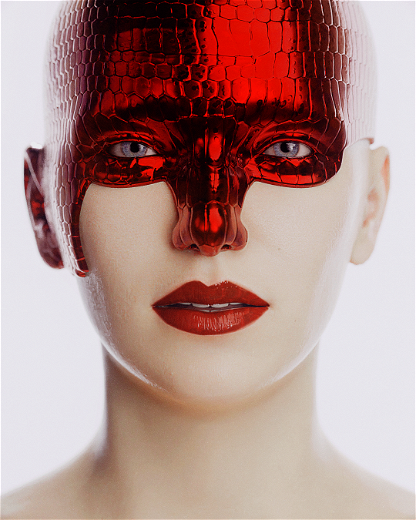 Metalized Teju Red Mask