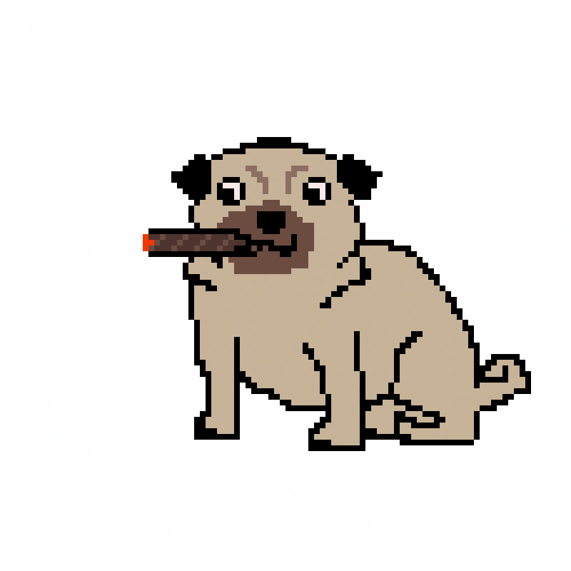 Pixel Pug Smoking Cigar