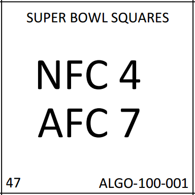 Super Bowl Square #47