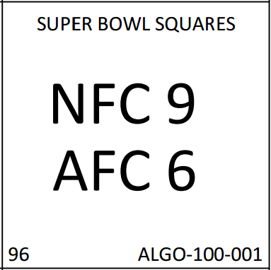Super Bowl Square #96