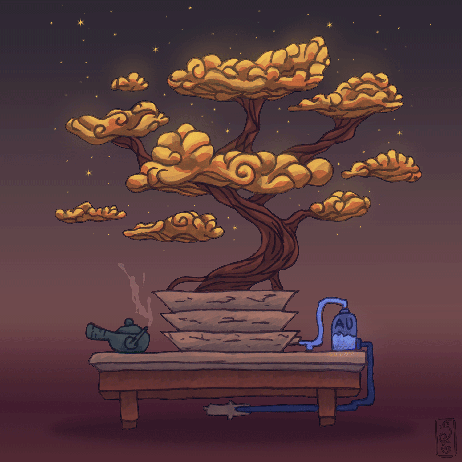 AlgoFauna #4: Gold Cloud Bonsai NFT on Algorand
