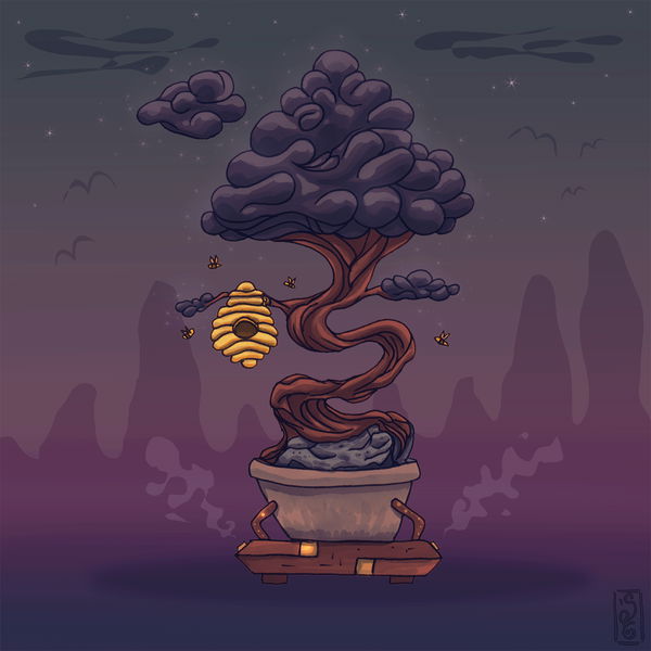 An image of AlgoFauna #28: Bee Cloud Bonsai