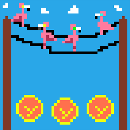 Four Flamingos on a Wire