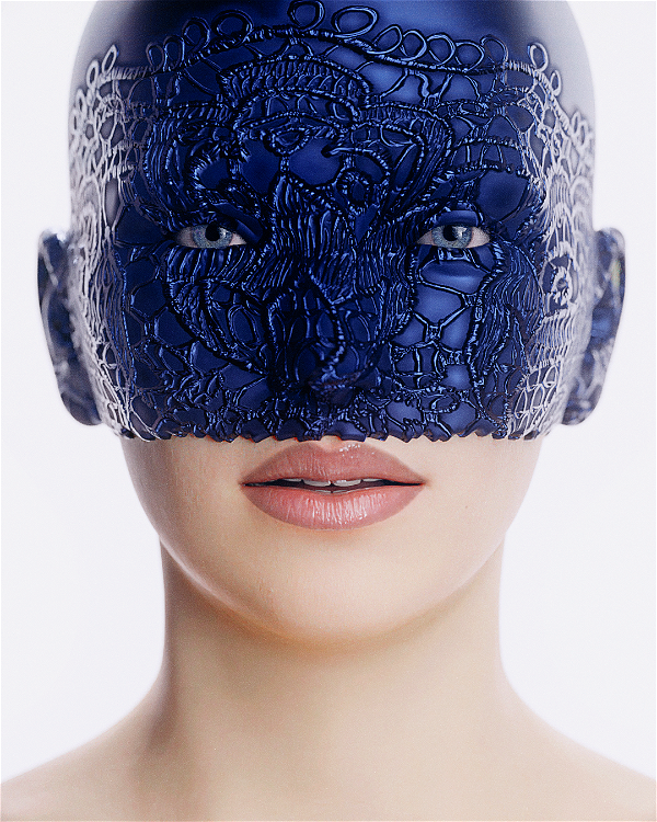 An image of Blue Floral Lace Mask