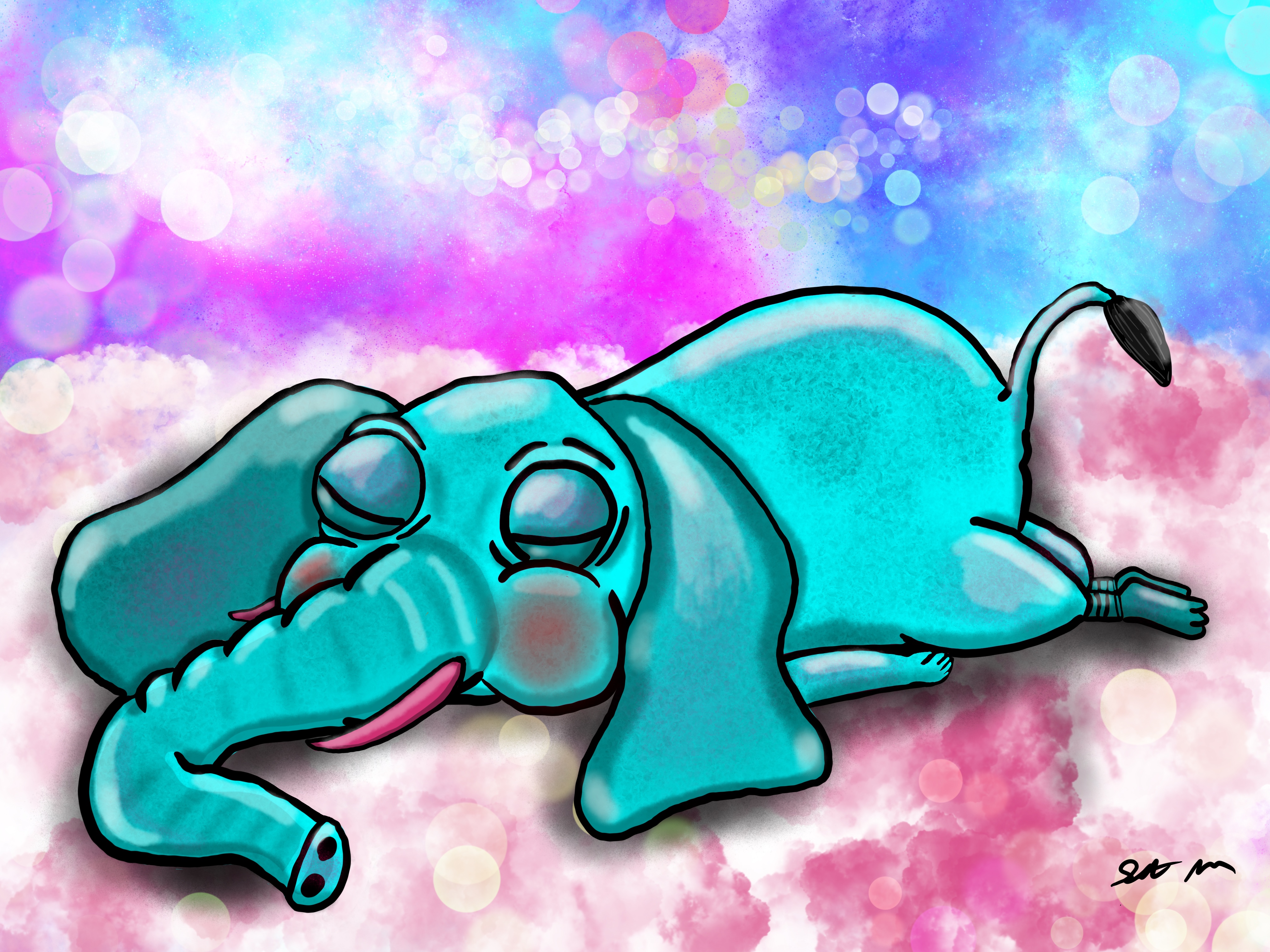 Sleepy elephant Teal