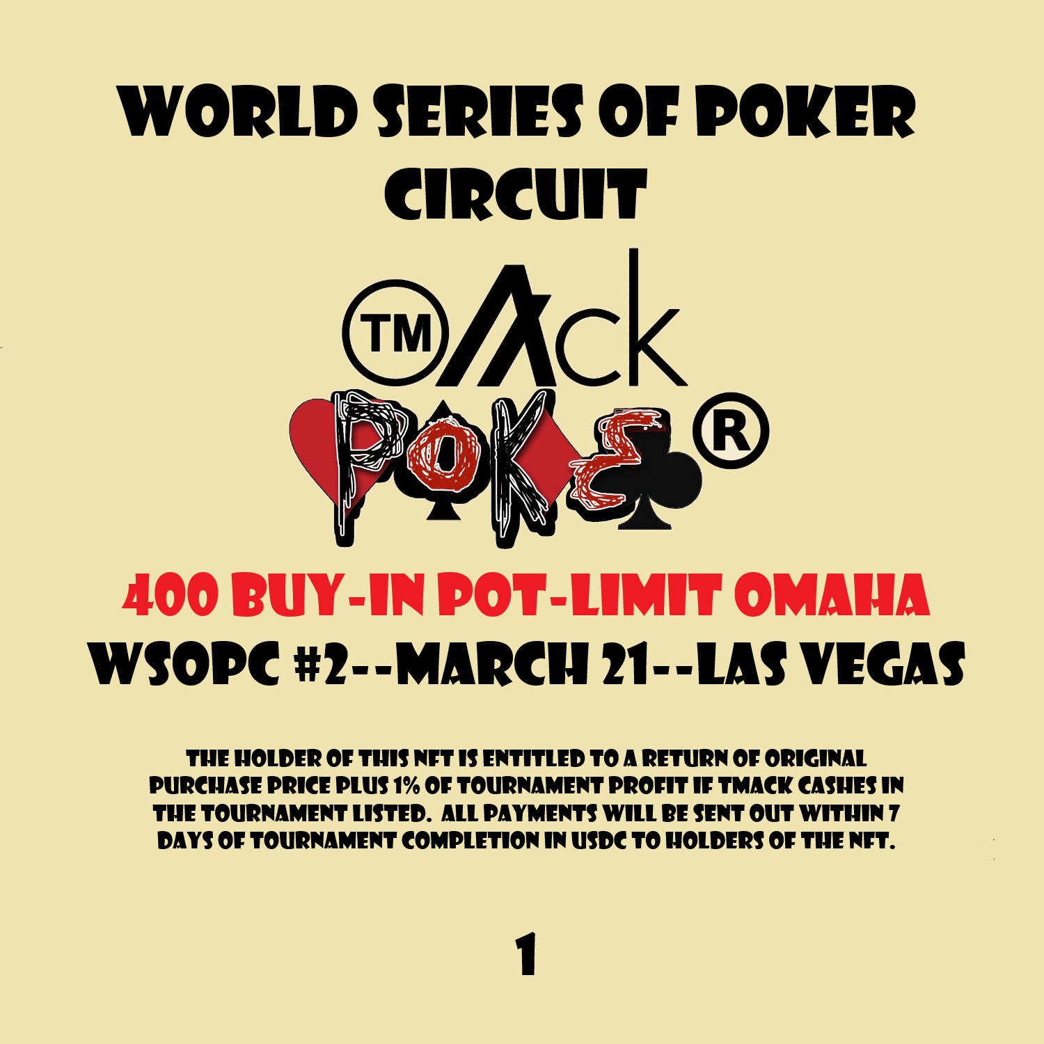 WSOPC #2 3-21-24--400 PLO NFT on Algorand