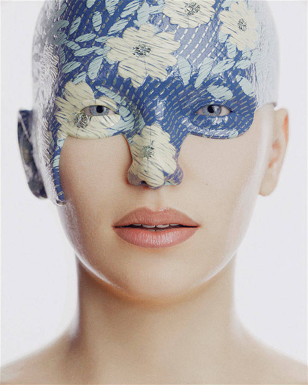 An image of Embroidered Keshita Blue Mask