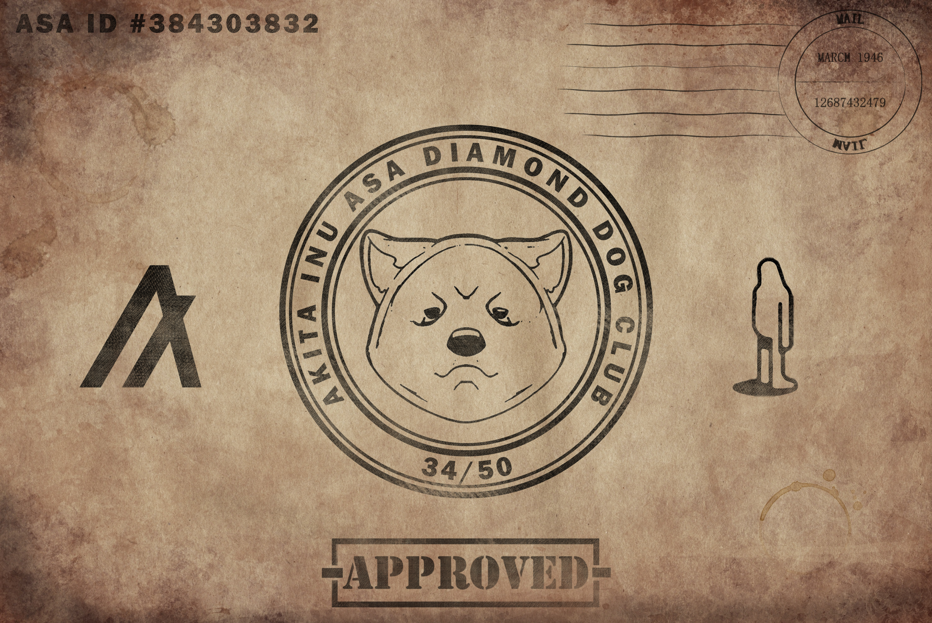 Akita Inu Diamond Dog Stamp #34 NFT on Algorand