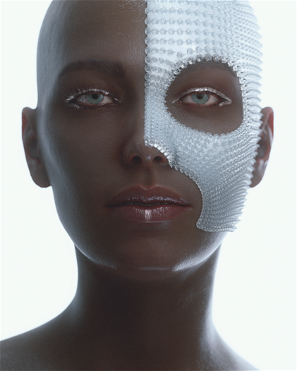 White plastic crystalized Mask
