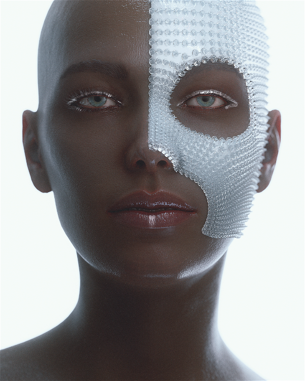 An image of White plastic crystalized Mask